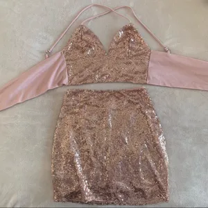 Lucy in the Sky Bel-Air Two Piece Set in Sequin Rose thumbnail 9