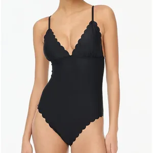 J. CREW Scalloped Black One Piece Swimsuit Size Small thumbnail 2