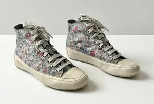 Candice Cooper High Top Leather Floral Printed Sneakers Cream Size 37 EU 6.5 US thumbnail 1