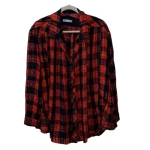 Free People Red & Blue Plaid Tunic Oversized Wool Blend Top(Size Small) thumbnail 4
