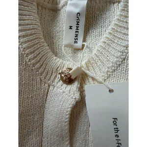 Commense Preppy Minimalist Cream Casual Knit Button Front Top NWT M thumbnail 4