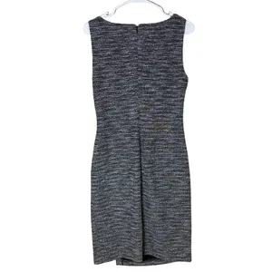 DKNY Tweed Sheath Dress Black Gray Side Button Sleeveless V-Neck Chic Size‎ 10 thumbnail 4