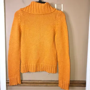 Zara Chunky Button Neck Sweater‎ Orange Size Medium thumbnail 2