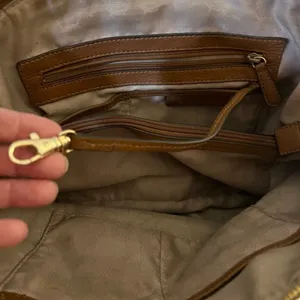 Michael Kors all leather purse with crossbody strap- brown. thumbnail 11