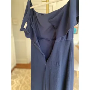 Altar’d State Navy Off Shoulder Romper Duster Wedding Guest M Quiet Luxury Boho thumbnail 4