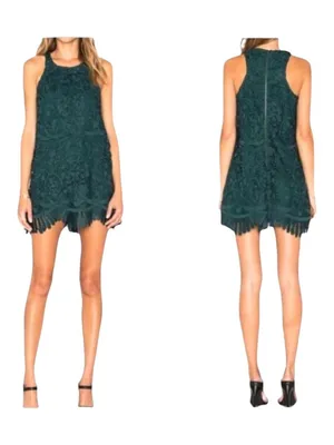 Lovers + Friends Caspian Lace Mini Dress Women Small Green Cocktail Crochet thumbnail 2