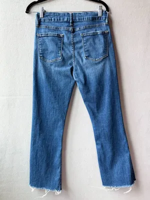 FRAME Le Crop Mini Boot Jeans 29 Cropped Bootcut Distressed Raw Hem Denim‎ thumbnail 5