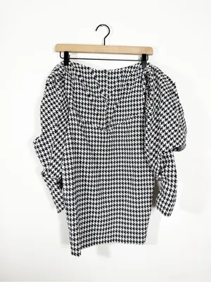 Miss Circle Yesly Houndstooth Puff Sleeve Off the Shoulder Mini Dress Small thumbnail 2