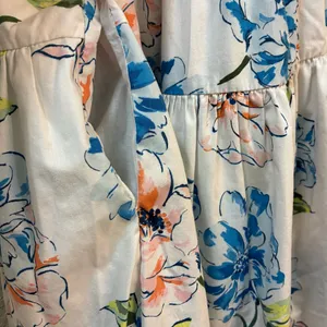 Abercrombie Floral Smocked Midi Dress Ruffle Straps Cottagecore Sundress thumbnail 14