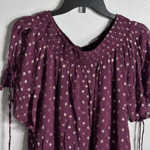Abercrombie‎ & Fitch Polka Dot Red/Burgundy Off shoulder blouse size S thumbnail 2