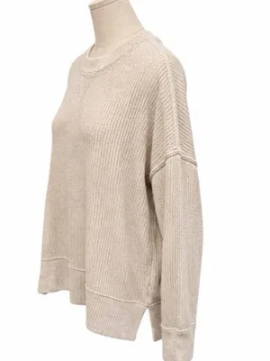 Aerie Medium Oversized Beige Textured Knit Sweatshirt thumbnail 2