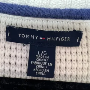 Tommy Hilfiger White V-Neck Cotton Knit Sweater‎ Womens Large Textured Pullover thumbnail 2