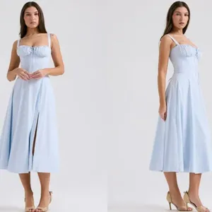 HOUSE OF CB 'Carmen' Soft Blue Cotton Bustier Sundress NWOT thumbnail 10