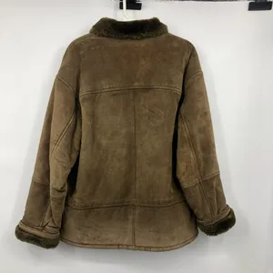 Gallery Leather Coat Womens M Used Brown Faux Fur Lining and Collar thumbnail 2