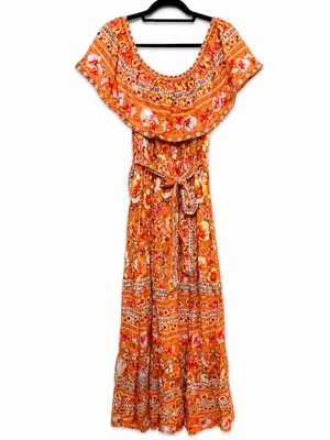 HYFVE Floral Off-Shoulder Tie Front Maxi Dress- small to medium- NWT thumbnail 4
