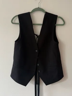 Zara black vest with tie back detail thumbnail 1