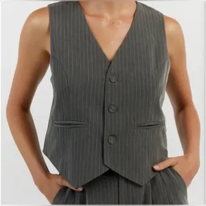 DISSH Gray Pinstripe Women's Tailored Vest Size 6 thumbnail 1