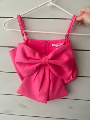 Boutique Hot Pink Bow Crop Top Size M thumbnail 1