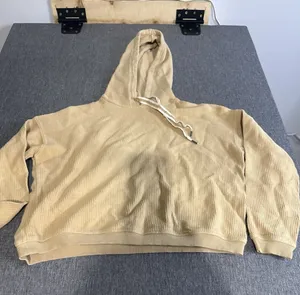 Aerie Tan Oversized Cropped Tan Ribbed Hoodie Womens Sz S thumbnail 1
