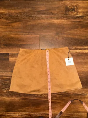 NWT Originality Brown Faux Suede Mini Skort in Size Medium thumbnail 4