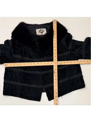 Kalina Furs & Fashions Black Persian Lamb Fur Jacket Mink Collar Vintage Open Fr thumbnail 4