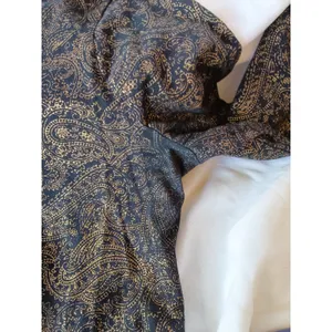 Ralph Lauren Jeans Co L 3/4 Sleeve Black with Gold Paisley Top thumbnail 4