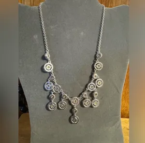 Monet Silver Tone Rhinestone Statement Necklace thumbnail 4