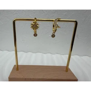 Sun Moon Huggie Hoop Earrings 18K Gold PVD Stainless Steel CZ Celestial Dangle thumbnail 4