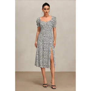 Reformation Dalmatian Printed Slit Midi Dress Size 0 Feminine Chic Lightweight thumbnail 14