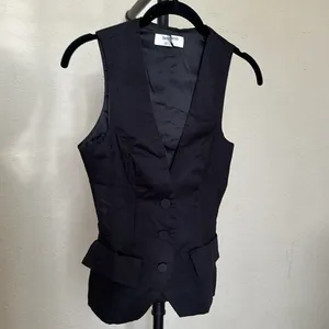 JULIET House of CB BLACK SLEEVELESS TUXEDO TOP NWOT blazer suit $139 size‎ XS thumbnail 5