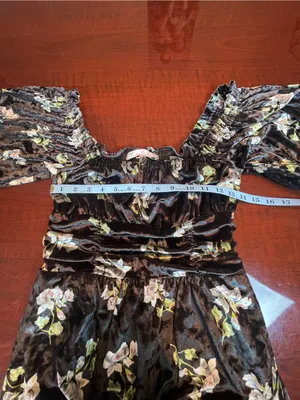 Hutch Black Velvet Floral Ruched Square Neck Mini Dress Size M Whimsigoth thumbnail 8