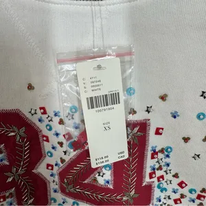 Anthro Anthropologie Pilcro Beaded Varsity Crewneck‎ Sweatshirt size xs nwt thumbnail 3