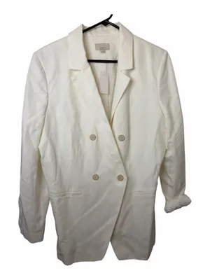 Loft Women's Double-Breasted White Linen Blend Blazer NWT thumbnail 1