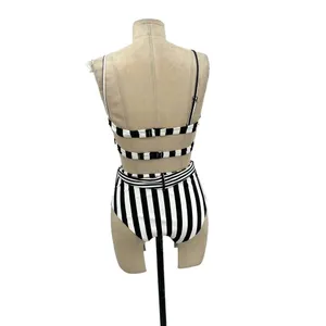 Onia Rumi Black & White Striped Cutout One Piece Swimsuit Belted Size‎ thumbnail 6