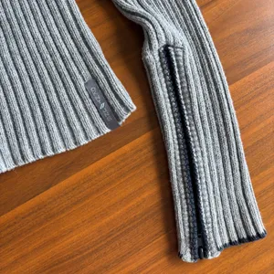 90s Vintage DKNY Jeans Sweater L Gray Ribbed Zipper Cuff Grunge Y2K Gorpcore Ski thumbnail 2
