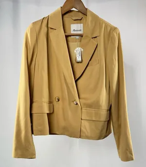 NWT Madewell Notched Lapel Tailored Blazer in Yellow Size‎ Small thumbnail 1