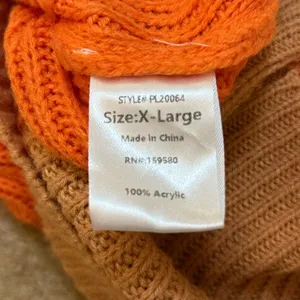 Pink Lily Colorblock Orange cream tan turtleneck sweater women’s size XL thumbnail 6