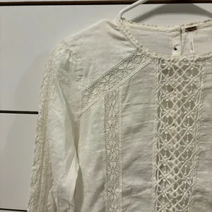 Free People White Lace Long Sleeve Blouse thumbnail 5