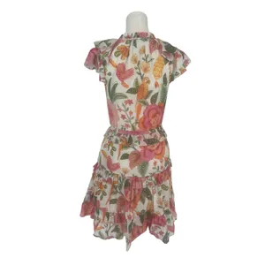 Farm‎ Rio Macaw Bloom Off-White Tropical Floral Cotton Mini Dress XS thumbnail 15