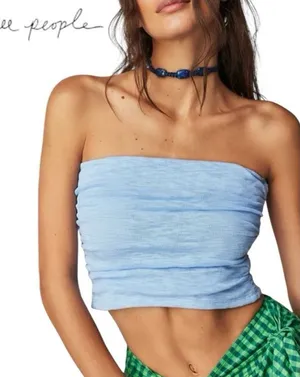 NWT Free People Boulevard Tube Top | Size: L | Blue Vista thumbnail 1