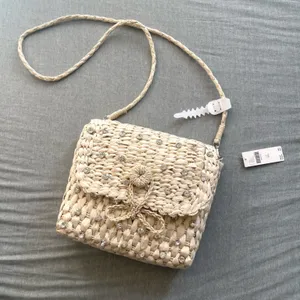 Anthropologie Embellished Straw Crossbody‎ Bag NWT Tan Cream Woven thumbnail 4