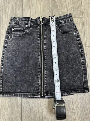 Garage Washed Black Mini Skirt XS Front Zipper thumbnail 6