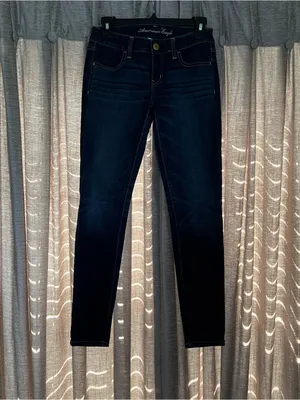 American Eagle Outfitters Dark Blue Super Stretch Jegging Size 2 Short thumbnail 2