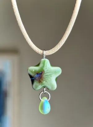 Handmade green ceramic star boho fairy cottage y2k necklace⭐️💚 thumbnail 1