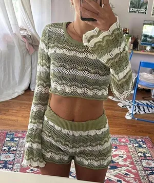 Princess Polly Leah Knit Set Green Multi (top Only) thumbnail 4