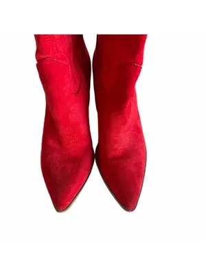 Women's Tall Red Faux Suede Western Theme Block Heel Boot Size 6.5 #2602028 thumbnail 8