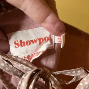 Showpo Blush Pink White Polka Dot Lace-Up Back Mini Dress AU 10 US 6 thumbnail 10