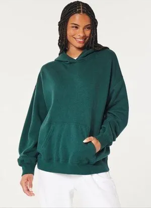 HOLLISTER Feel Good Fleece Cozy Hoodie In Dark Teal thumbnail 1