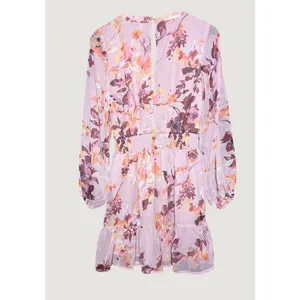 Venus Floral Mini Dress Women XS Pink Excellent Smocked Waist Long Sleeve thumbnail 2