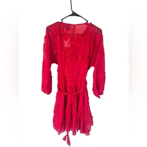 Anthropologie Mare Mare Amal Red Textured Mini Dress NEW thumbnail 7